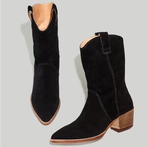 MADEWELL Black Suede Western Boots “The Cassidy Tall Western Boot” NWT